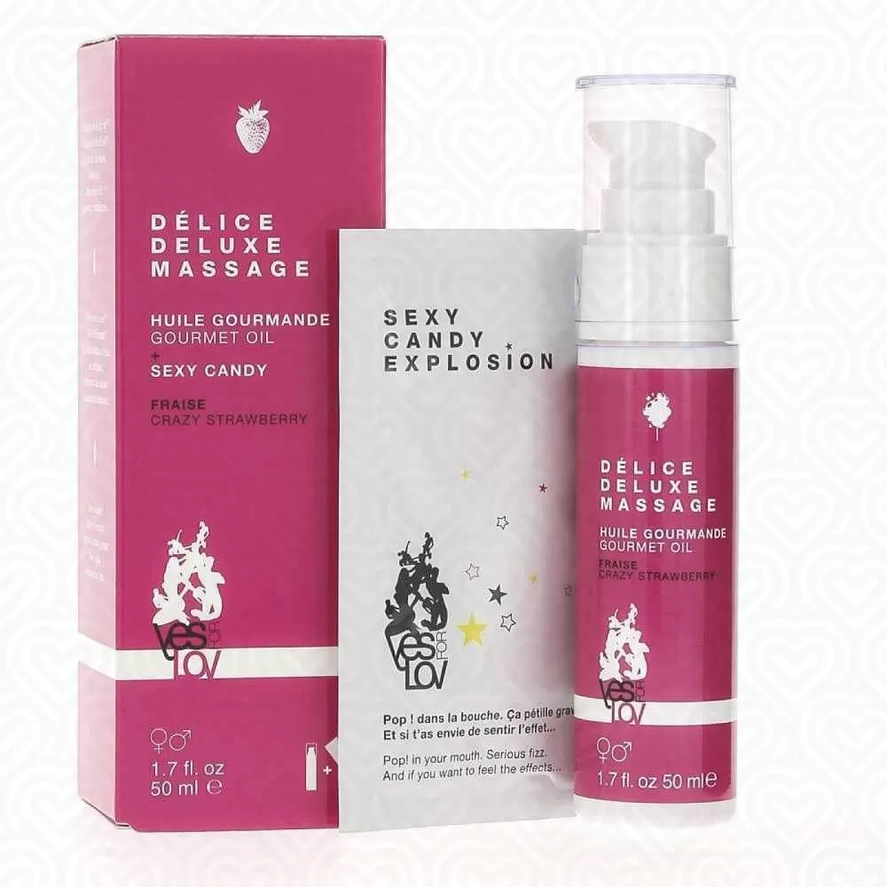 Массажное масло для тела DELICE DELUXE MASSAGE CRAZY STRAWBERRY клубника