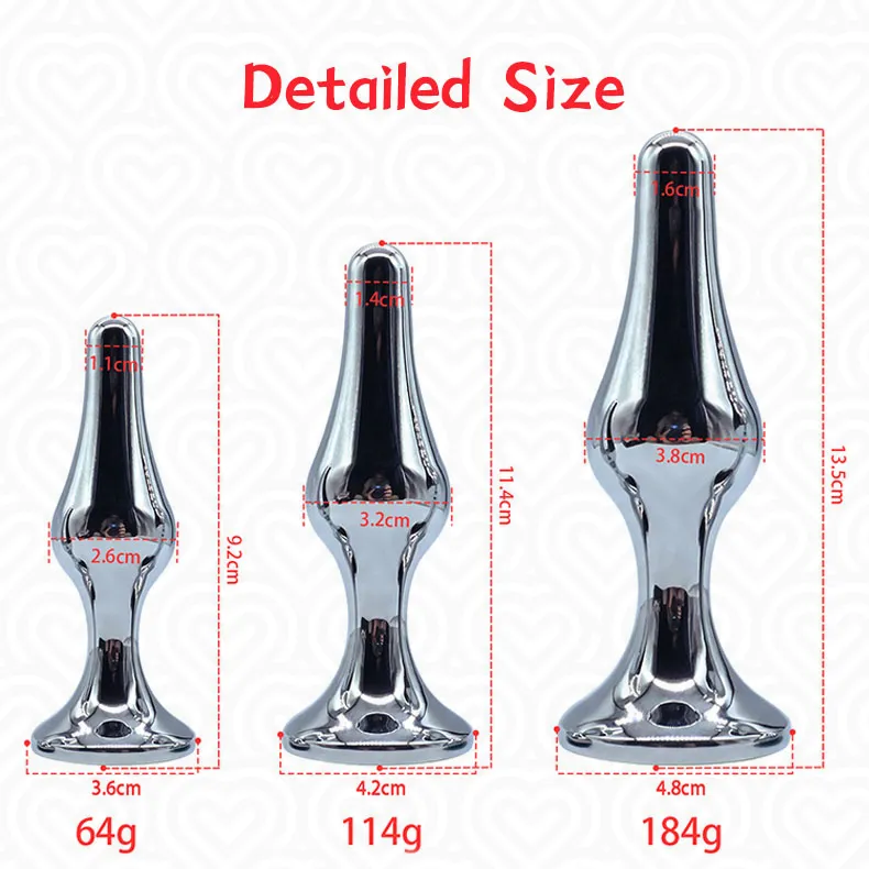 Анальная втулка Metal КОНУС Medium SILVER D-3см L-10см