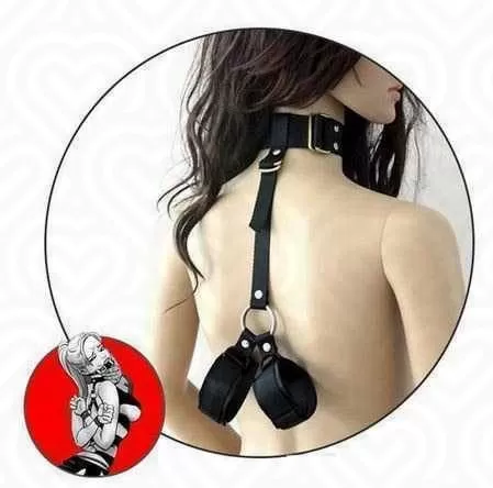 Бондаж ошейник с наручниками Toughage STRAIT JACKET черный