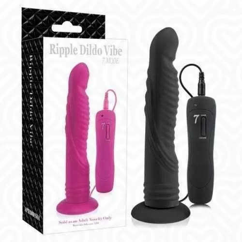 Виброфаллос для трусиков RIPPLE DILDO Vibe 7 реж. L-14см на присоске /черный/