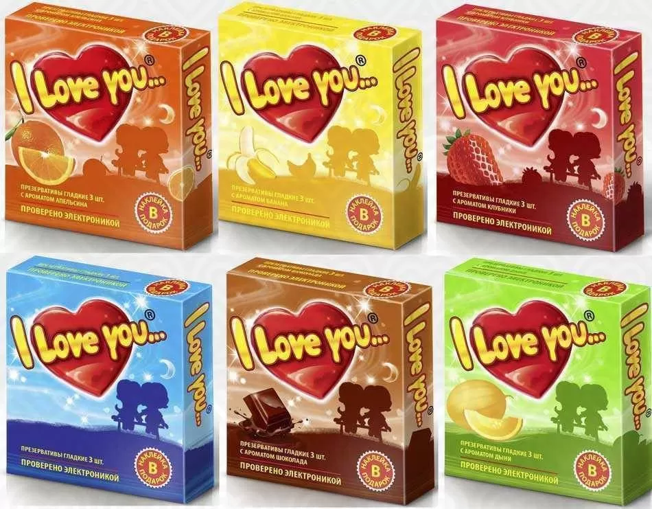 Презервативы ароматизированные I Love You... 3шт в ассортименте