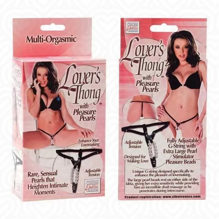 Стринги для стмуляции клитора LOVER s THONG с белыми бусами