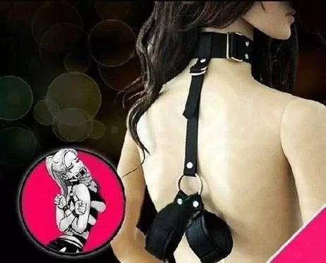 Бондаж ошейник с наручниками Toughage STRAIT JACKET черный