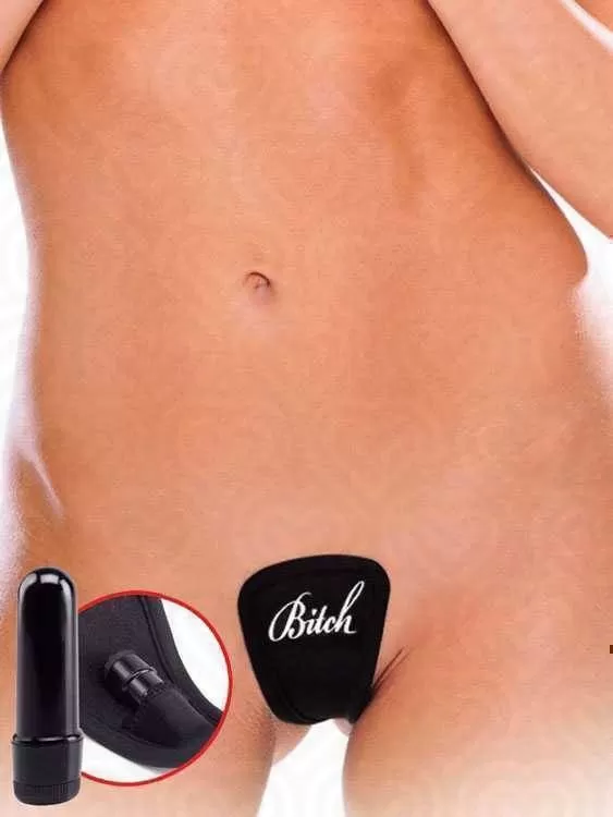 Вибростимулятор клитора с трусиками Strapless Thong Bitch /черный/