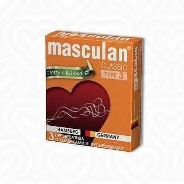 Презервативы MASCULAN Classic 3, Dotty+Ribbed /колечки и пупырышки/ 3шт