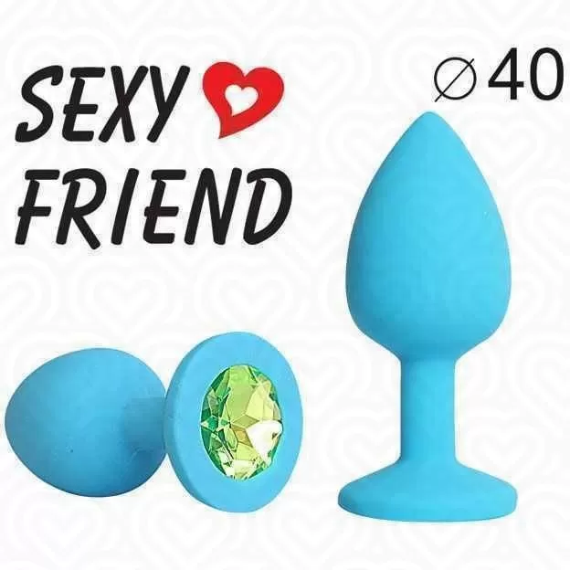 Втулка анальная SEXY FRIEND с салатовым стразом