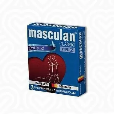 Презервативы MASCULAN Classic 2, Dotty /пупырышки/ 3шт